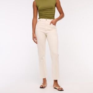 Abercrombie & Fitch Women's Cream Straight Leg Jeans